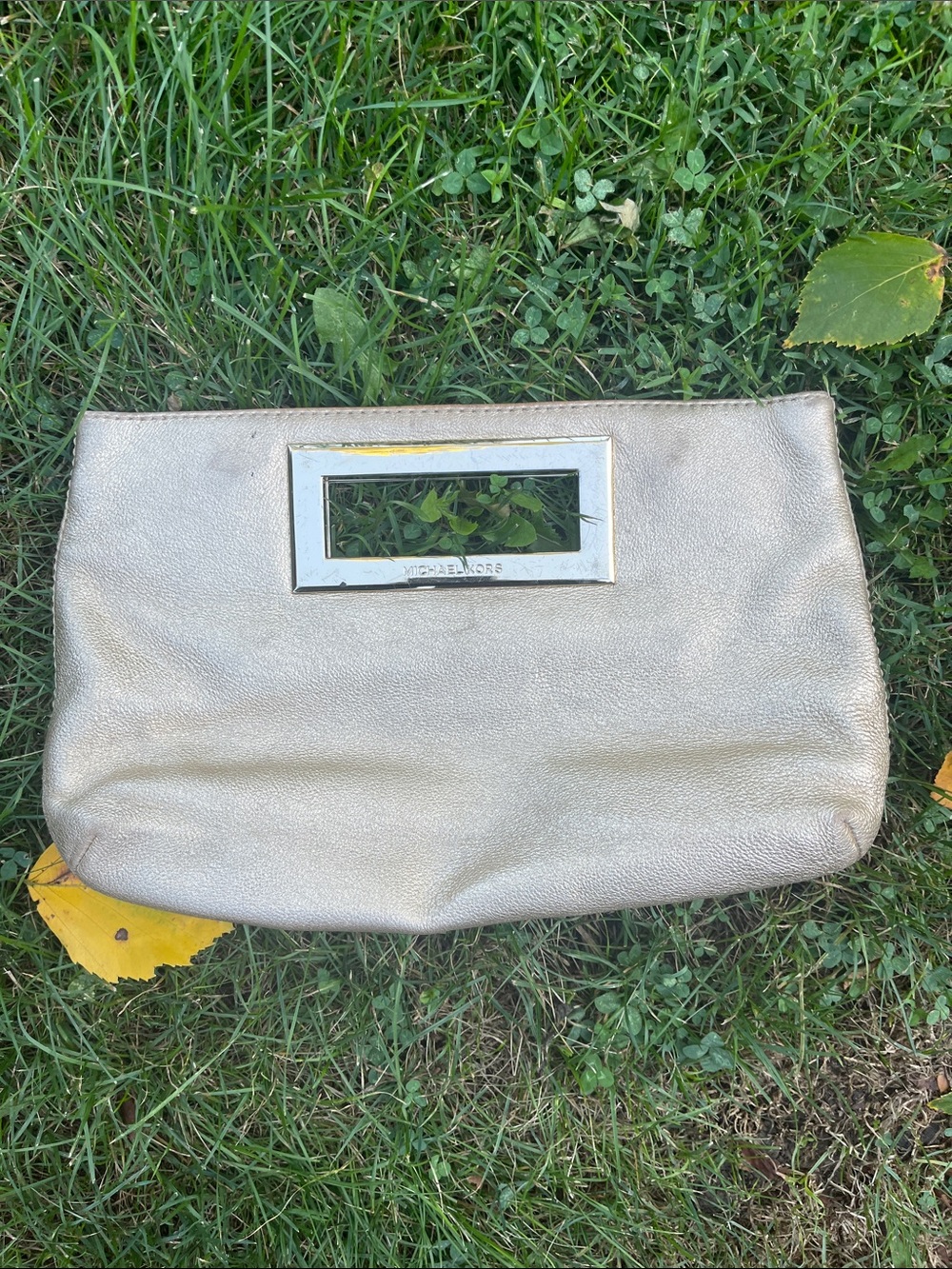 Michael Kors Metallic gold Leather Wristlet Clutch